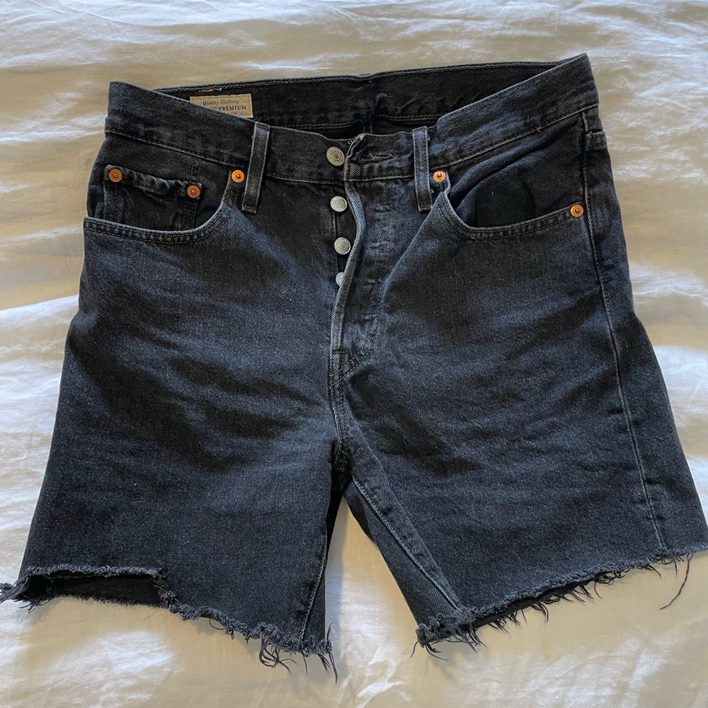 Levi’s Black Jean Shorts- Premium 501 Mid Thigh Short